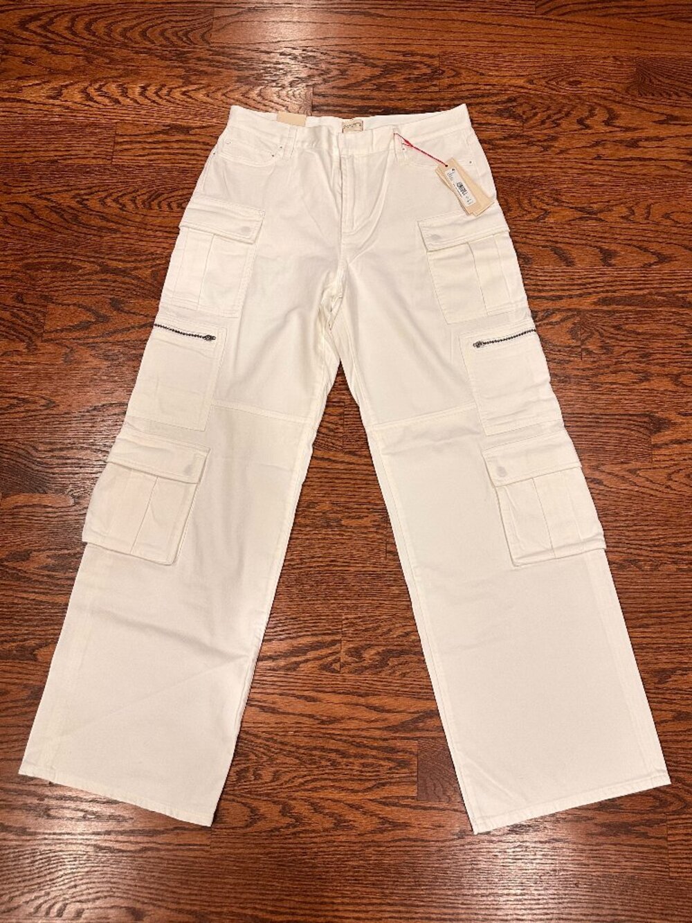 Alice + Olivia White Cargo Jeans Size 31 NWT Wide Leg Utility Pants